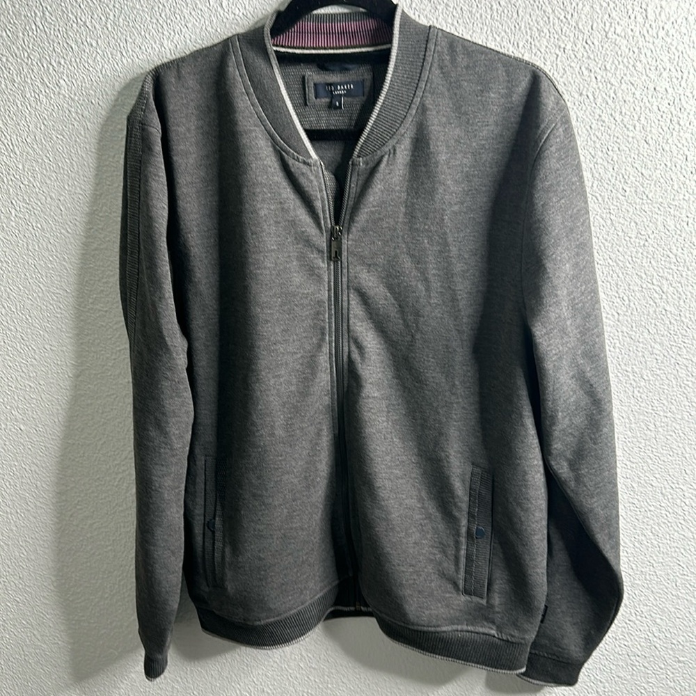Ted baker London gray zip up bomber jacket size small
